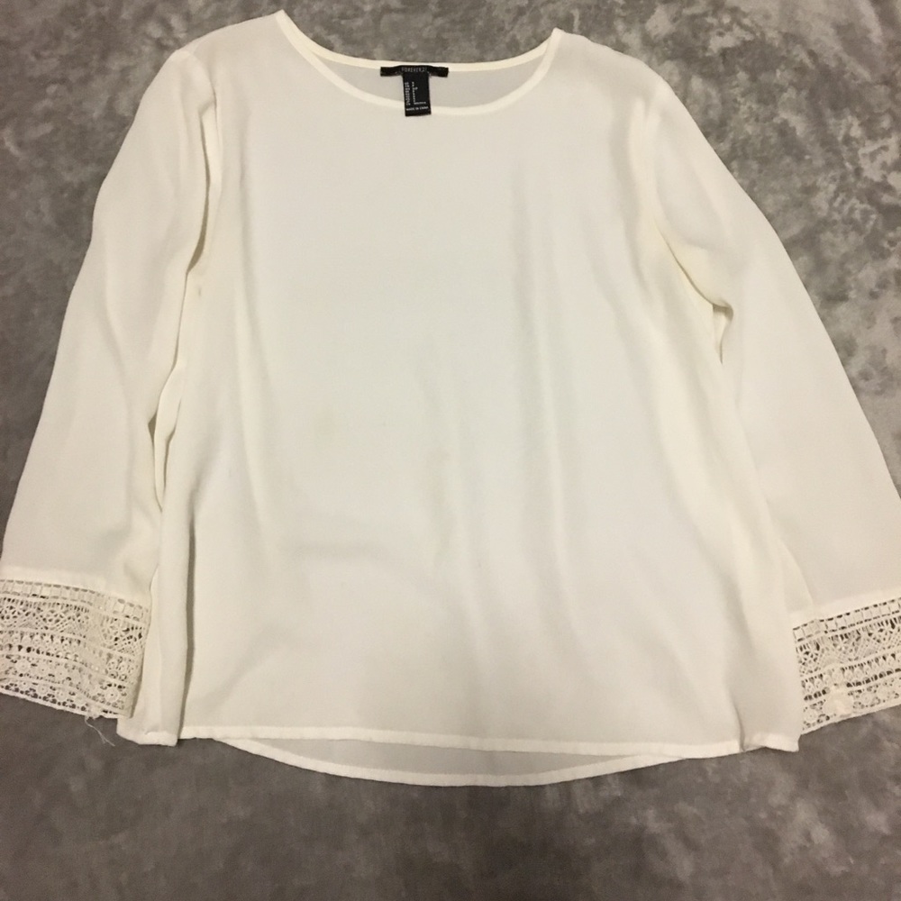 Dressy sheer white blouse with sleeve detail